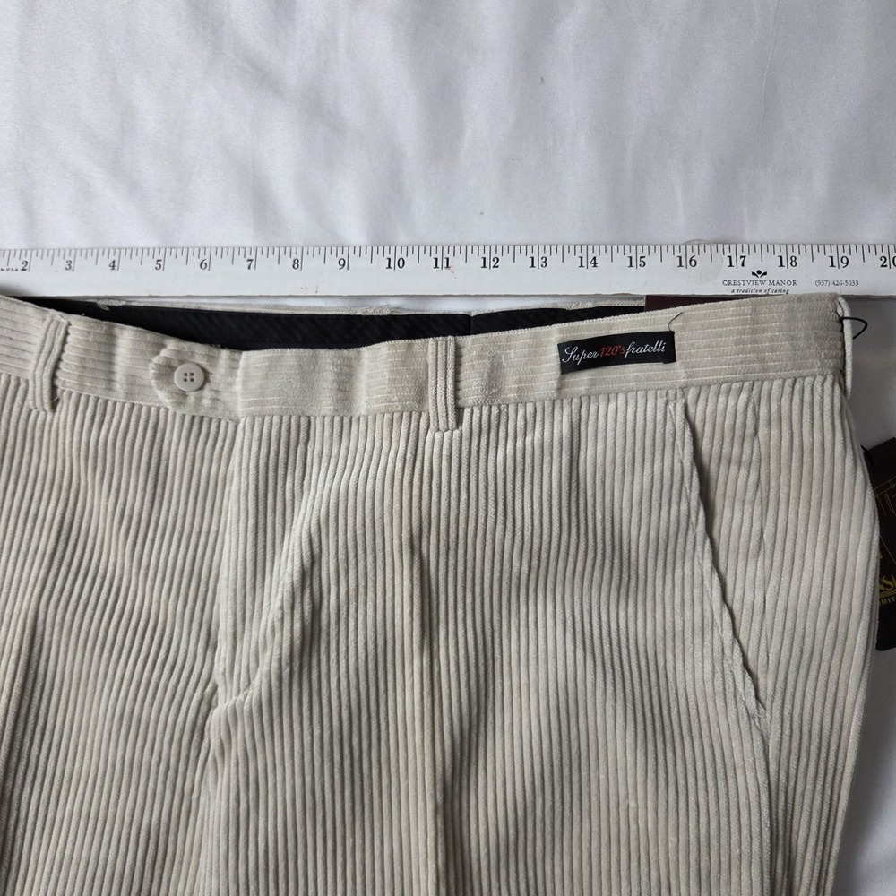 Inserch Cream Corduroy Pants Flat Front Cuff 38 X 32 Preppy Old Money Professor - Picture 5 of 6